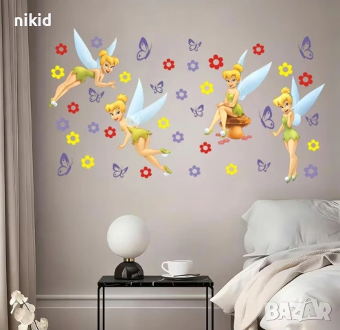 Феи Зън Зън tinkerbell самозалепващ стикер лепенка за стена мебел прозорец детска стая детски, снимка 2 - Други - 53740719