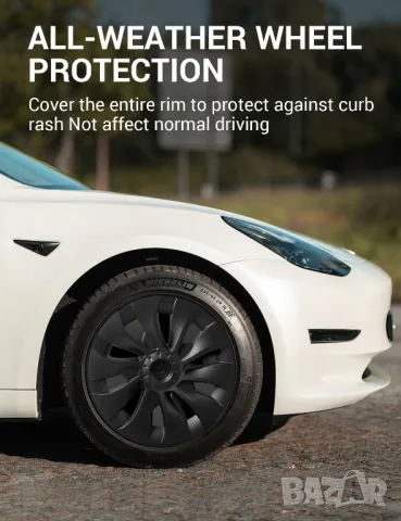 18" Тасове за Tesla model 3, ABS черен мат с капачки в 3 цвята, снимка 4 - Аксесоари и консумативи - 49316377