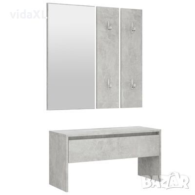 vidaXL Комплект мебели за антре, бетонно сиви, инженерно дърво（SKU:808787