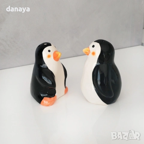 Комплект керамични солница и пиперница Пингвини
