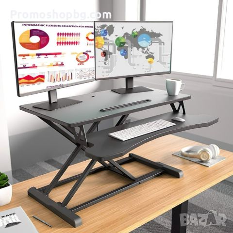 Регулируемо бюро Stand Up Desk Riser SD-80S, 80х40см, Черен, снимка 2 - Бюра - 46563241