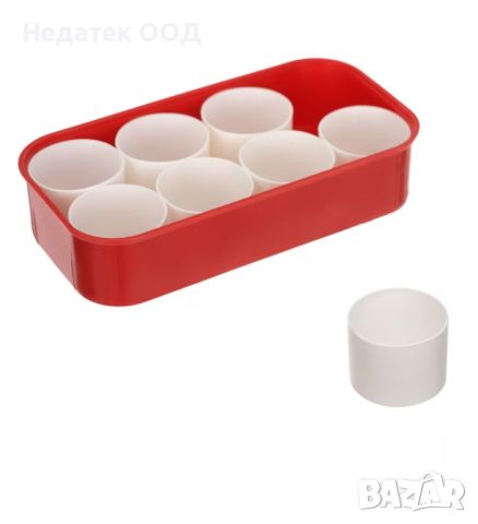 Палитра с чашки, 21x11x4.5 cm, червен/бял, снимка 1 - Рисуване и оцветяване - 46374299