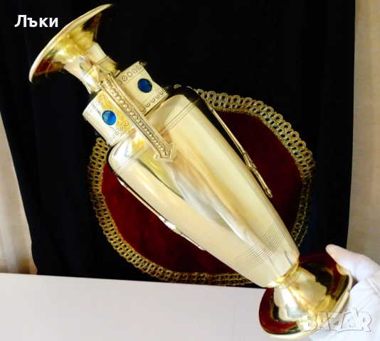 Царски бронзов свещник,ваза,рубин,сапфир,35 см.,780 гр. , снимка 8 - Антикварни и старинни предмети - 51609334