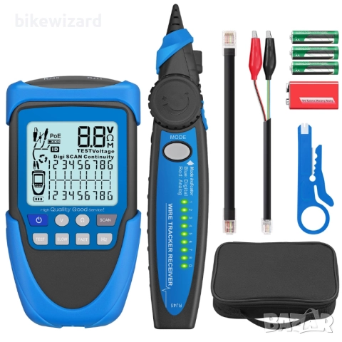 Тестер за мрежови кабели с многофункционален LCD дисплей, POE/RJ45 – Локатор НОВО