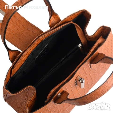 ПРОМО Естествена кожа, цвят коняк, снимка 5 - Чанти - 53467818