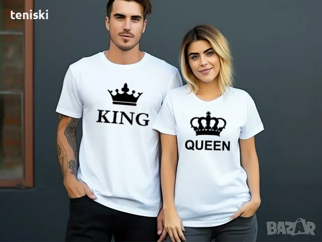 Промо цена!Тениски за семейства и влюбени двойки King & Queen, снимка 1 - Тениски - 47083016