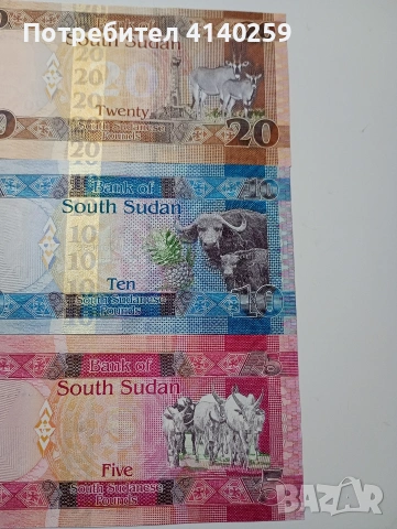 ЮЖЕН СУДАН БАНКНОТИ ЛОТ 20-10-5 ПАУНДА , снимка 3 - Нумизматика и бонистика - 53217832