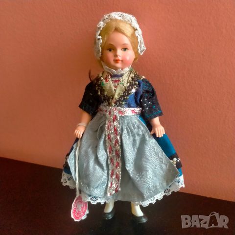 Колекционерска кукла народна носия Molls Trachten Puppen Celluloid 16 см 