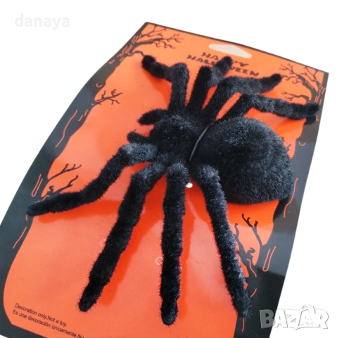 6148 Голям черен паяк тарантула Halloween украса