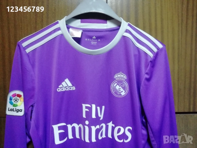 Real Madrid Ronaldo Away 2016 2017 Adidas Long Sleeve L/S Purple оригинална тениска фланелка екип, снимка 4 - Тениски - 51351353