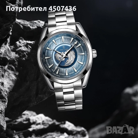 Tevise Earth Автоматичен Механичен часовник,неръждаема стомана,водоустойчив, снимка 17 - Мъжки - 52799732