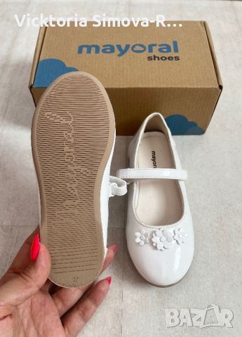 Бели, лачени обувки Mayoral, 27 номер , снимка 4 - Детски обувки - 46440172