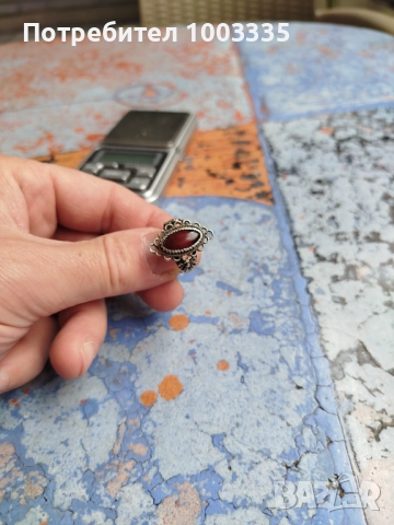 Сребърен пръстен с карнеол-Арт деко , снимка 2 - Пръстени - 51485441
