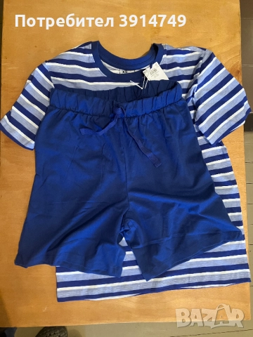 НОВА Памучна пижама; тениска, шорти; лека, мека, чудесна за пролет, лято, ранна есен