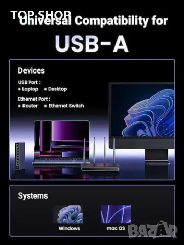 Нов UGREEN Портативен USB Ethernet адаптер за PC, Switch, Xbox, Surface Pro, снимка 6 - Друга електроника - 49292048