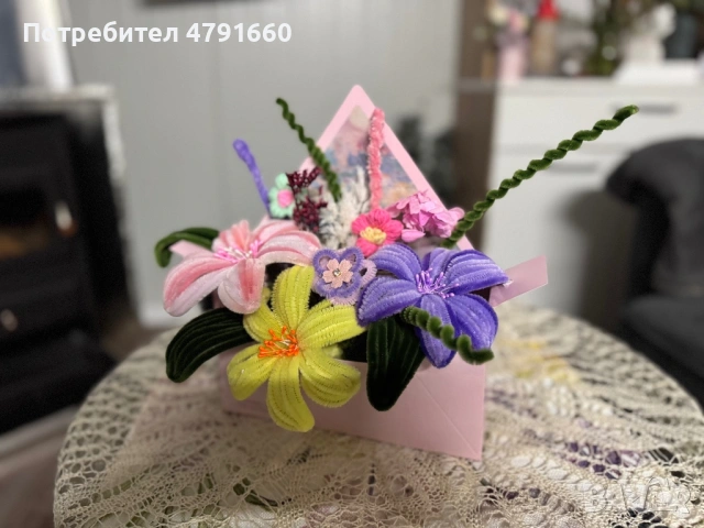 Ръчно изработен букет за всеки повод, снимка 4 - Изкуствени цветя - 54140239