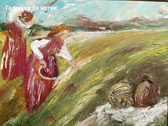 Маслена картина "Жътва" с подарък Авторско стихче, снимка 2 - Картини - 54152488