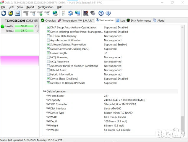 240 GB Transcend, SSD220S, SSD SATA 6Gb/s, 2.5" , снимка 6 - Твърди дискове - 53252522
