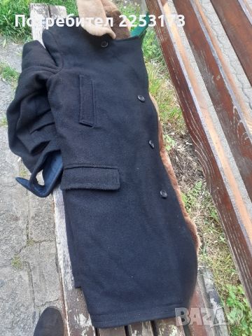 Черно соц.шофьорско палто с подплата агнешка кожа, снимка 1 - Екипировка - 45596846