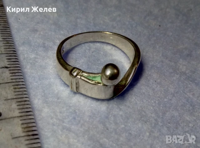 ИНТЕРЕСЕН ФИГУРАЛЕН СРЕБЪРЕН ПРЪСТЕН КОЛАН СРЕБРО 925 с БЯЛА ПОЗЛАТА и ЧАСТИЧНО АРТ ПАТИНИРАНЕ 48654, снимка 2 - Пръстени - 50542237