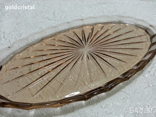 Стар стъклен поднос елипса , снимка 5 - Антикварни и старинни предмети - 24962864