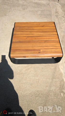 Ниска градинска маса за кафе (метал и дърво) LUX, снимка 2 - Градински мебели, декорация  - 51383196