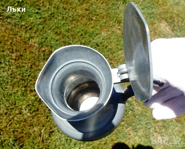 Калаена кана с капак,халба от калай 500 мл. , снимка 4 - Антикварни и старинни предмети - 51571004