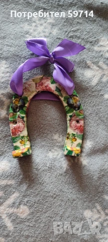 Подкова за късмет с декупаж, снимка 2 - Декорация за дома - 50575969