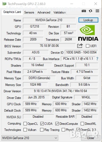ASUS Nvidia EN 210, снимка 6 - Видеокарти - 53863625