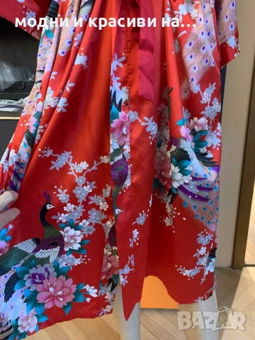 Дамски копринен халат тип кимоно, снимка 10 - Други - 52648354