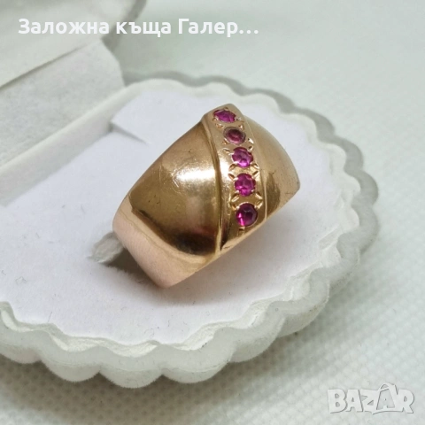 Винтидж златен пръстен – съветско злато, 583, 6,40г, снимка 2 - Пръстени - 54216091