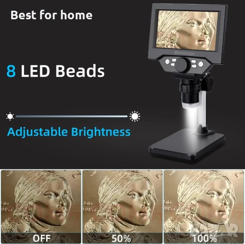 Koolertron 5.5-инчов LCD цифров микроскоп, 8MP 1-1000X увеличение, 8 LED светлини, снимка 6 - Други инструменти - 51874537