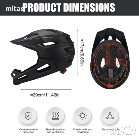 Кросова каска MARTAR, Full Face, ЕN Сертифицирана, Модулна, Тегло: 570g, Размер: M/L, снимка 7 - Аксесоари за велосипеди - 53119181