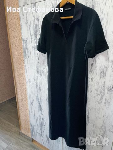 Тениска T-shirt  ежедневно спортна елегантна  черна еластична  рокля zara Zara памук памучна 