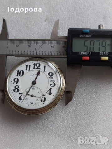 Илинойс-Рядък джобен часовник с покритие от 14 к злато.16s 21J Illinois Bunn Special 60 Hour. , снимка 3 - Антикварни и старинни предмети - 53382034