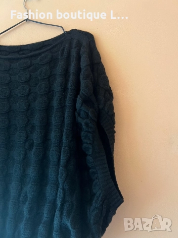 Черен дамски пуловер с широки ръкави тип прилеп 🖤, снимка 5 - Блузи с дълъг ръкав и пуловери - 52944041