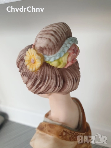 ARNART статуетка мраморен резин 41см-4kg/американска фигура на гейша-японка с цветя, снимка 13 - Статуетки - 52973394