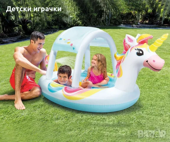 Надуваем басейн с пръскало Еднорог Intex, 254 x 132 x 109, със сенник , снимка 1