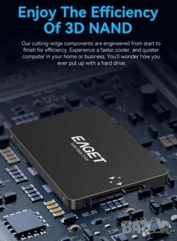 EAGET SSD 120GB SATAIII 6Gb/s 2.5" SATA R530/WR500 3D TLC Nand Flash NVME SMI TRIM NCQ S.M.A.R.T HDD, снимка 6 - Твърди дискове - 53507073