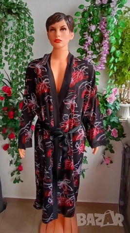 Дамски копринен луксозен цветен дълъг пеньор., снимка 3 - Други - 51861138