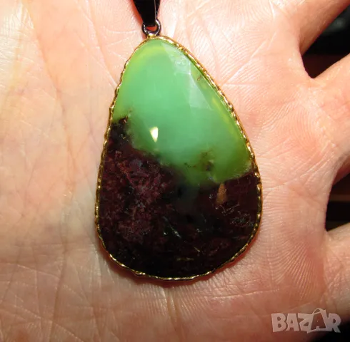 925 сребърно колие с хризопрас, подходящо за подарък 