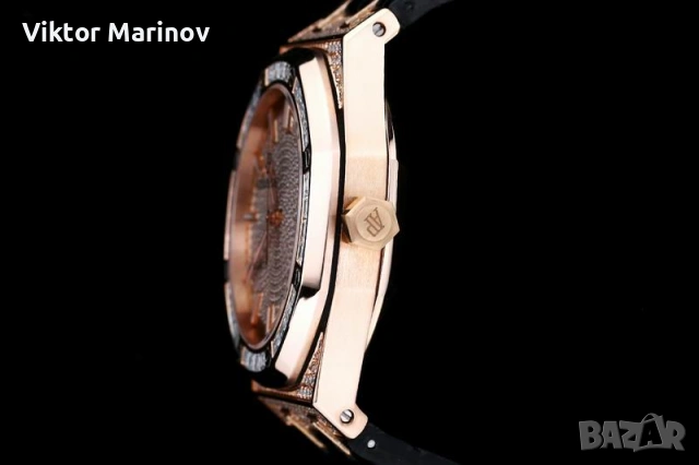 Audemars Piguet Royal Oak Automatic – Висок клас реплика, Rose Gold, Диамантен безел, снимка 4 - Луксозни - 53877496