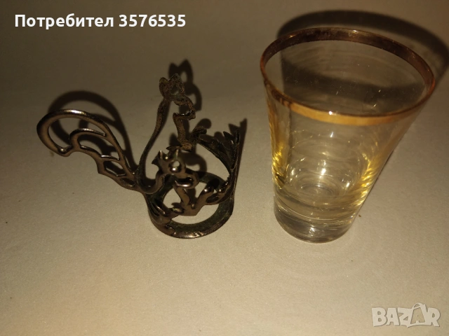  Ретро руски сервиз за ракия/ликьор - 6 бр. чаши с метални поставки (СССР) , снимка 4 - Чаши - 53661813