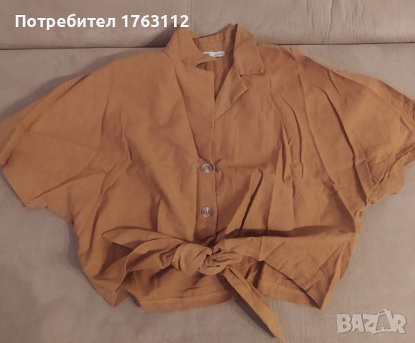 Pull and bear къса ленена ризка, M размер, обличана веднъж , снимка 4 - Ризи - 46200791