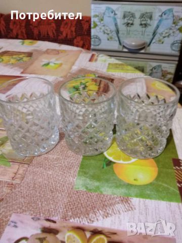 Кристални чаши-3 броя по 200 мл, снимка 1 - Чаши - 45586792