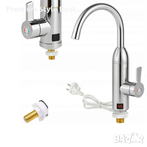 Електрически хромиран смесител с моментално загряване на водата и LCD екран - винаги топла вода, снимка 5 - Смесители - 53879668