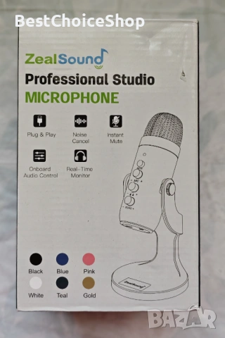  USB кондензаторен микрофон за PC, Mac, мобилен телефон, PS4, PS5,  за игри, подкаст, запис, стрийм, снимка 2 - Микрофони - 53614890