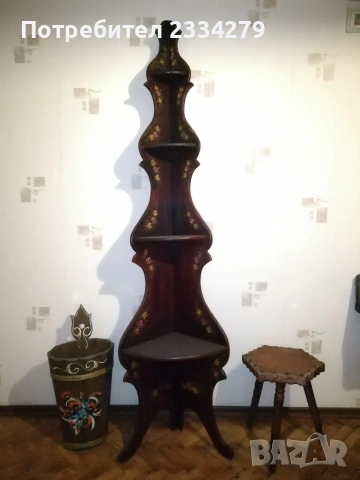 Винтидж дървено ведро, кашпа, чадърник, ръчна изработка-рисувано. , снимка 6 - Антикварни и старинни предмети - 53662795