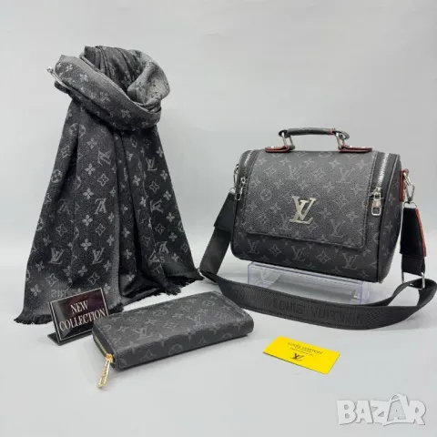 дамски комплект чанта, портфейл и шал louis vuitton , снимка 3 - Чанти - 48243364