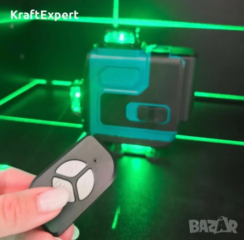 Самонивелиращ Лазерен Нивелир 4D с 16 Линиии Зелен Лазер и Тринога в Куфар, снимка 5 - Измервателни инструменти - 50488415